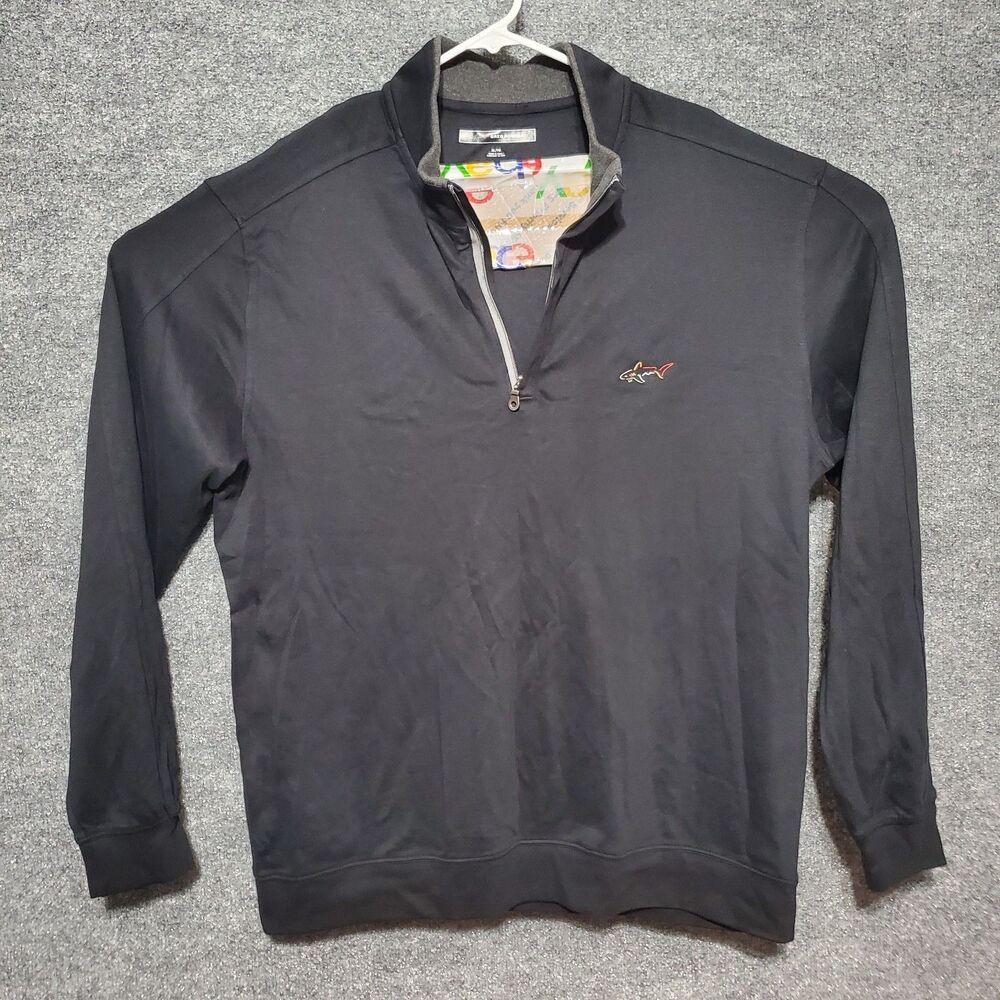 Greg Norman 1/4 Zip Pullover Sweater Mens XL Black Midweight Long Sleeve Golf